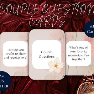 Question Cards For Couples | Relationship Cards |  Date Night Questions Game | Romantic Anniversary Gift | Couple Game | Printable