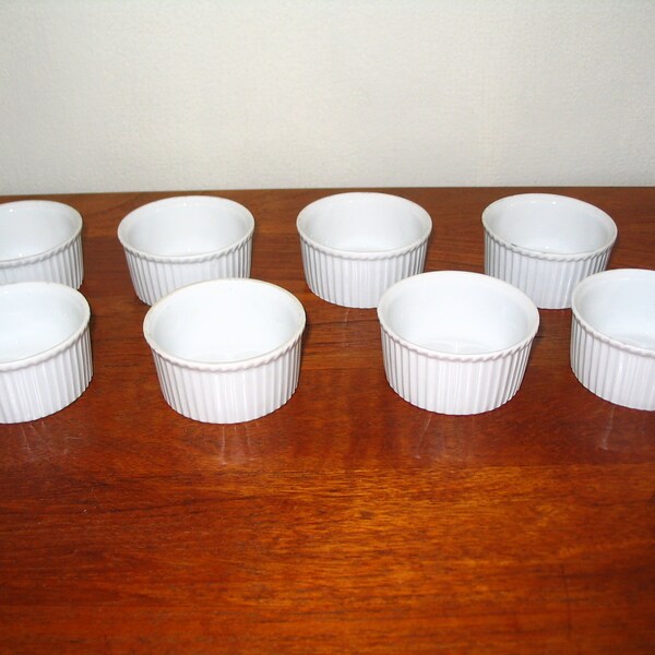 Set of 8 Apilco France White Mini Ramekin Bowls