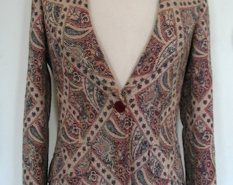 Wonderful Paisley and  Floral Weave Fabric Jacket Size S-M