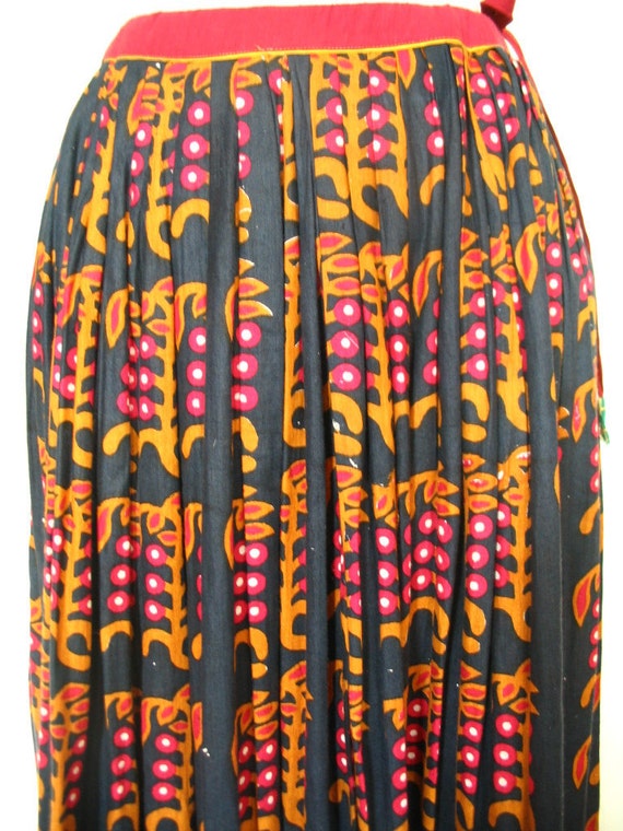 Drawstring Waist Cotton Vine & Flower Print Summer