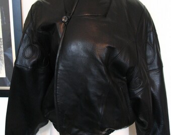 Marc Buchanan Pelle Pelle Black Calfskin Bomber Jacket Size M to L