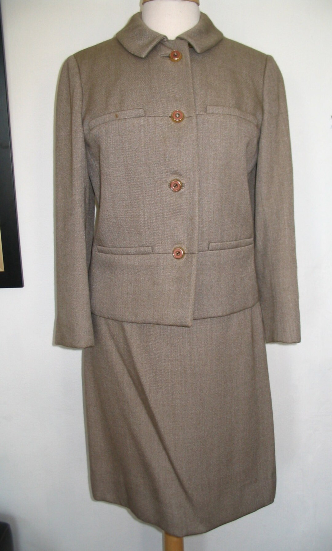 Cute Towncliffe Mad Men Oatmeal Wool Suit Set Size S - Etsy