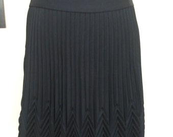 Midnight Blue Italian Designer Pleated Wool Skirt Size S