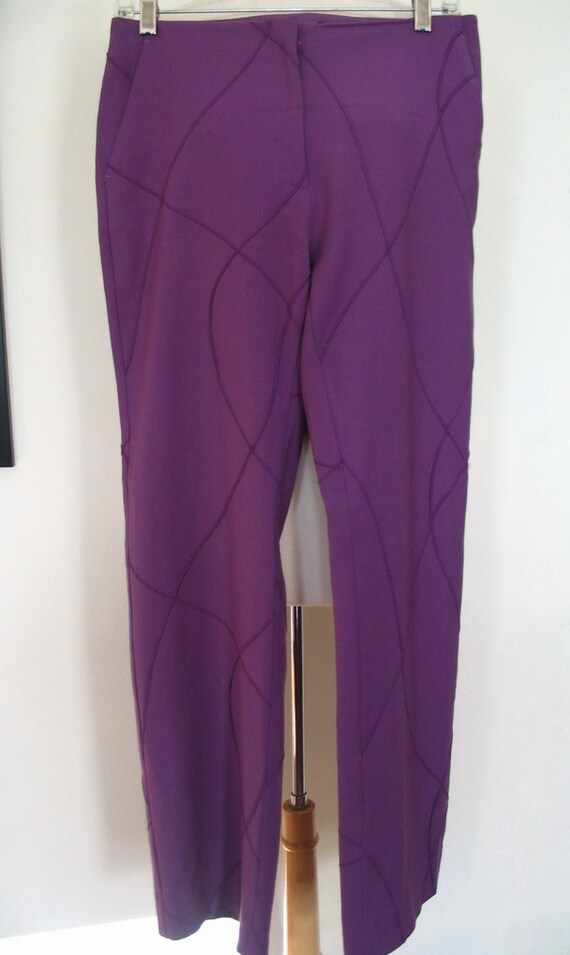 Versus Versace Purple Wool Embroidery Panel Pants 