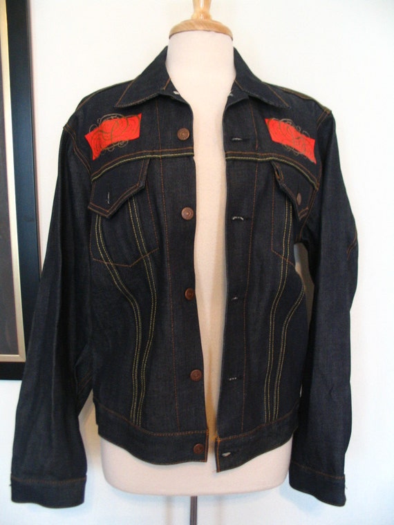 Levi's Custom Logo  Denim Jean Jacket Size 44