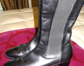 Gravati Italy Black Mid Calf Boots Size 39 US Size 9 B