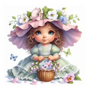 Spring Blossom Gnome Clipart | 12 High-Quality JPGs - 300 DPI | Pastel Floral Garden Flowers Papercraft, Sublimation, Card Making. Bundle