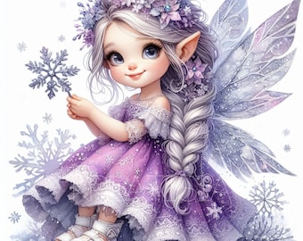 Purple Fairy Clipart | 10-Premium JPGs 300DPI | Whimsical Winter Holiday  Fairy Girl Clip Art, Winter Cute Holiday Decor, Fantasy, Christmas