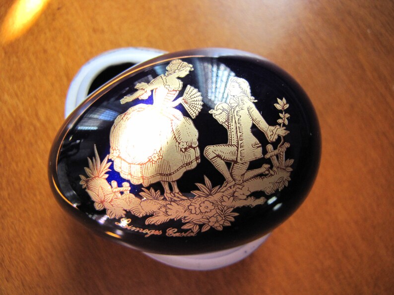 Limoges Egg Trinket Box /beautiful Cobalt Blue Wedding Etsy