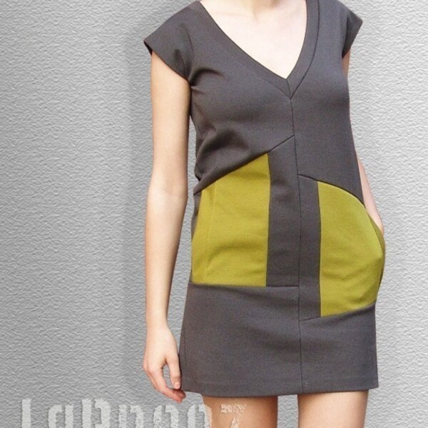 Olive Grey Asymmetrical Dress - Reserved for Dconstruct