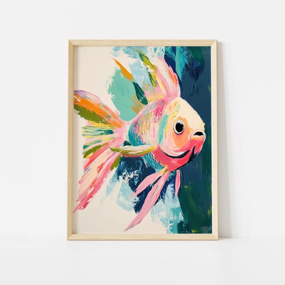 Angel Fish Poster, Coastal Wall Art, Rainbow Ocean Art, Sea Creature Print, Colorful Fish Poster, Coastal Decor Poster, Beach House Print