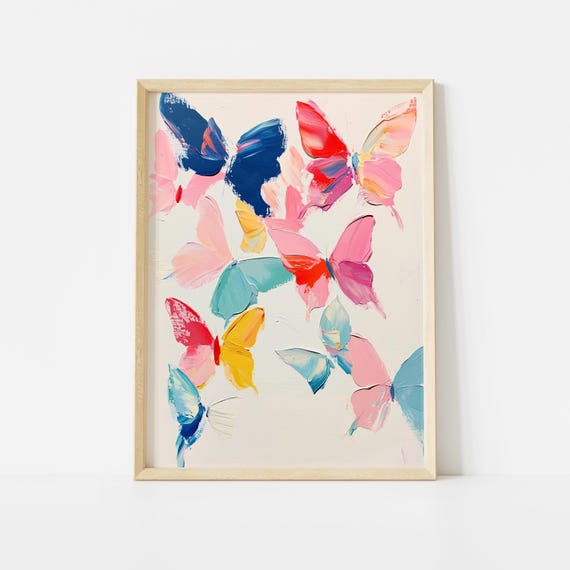 Colorful Butterfly Poster, Maximalist Wall Decor, Rainbow Animal Art Print, Kid’s Room Poster, Insect Art Print