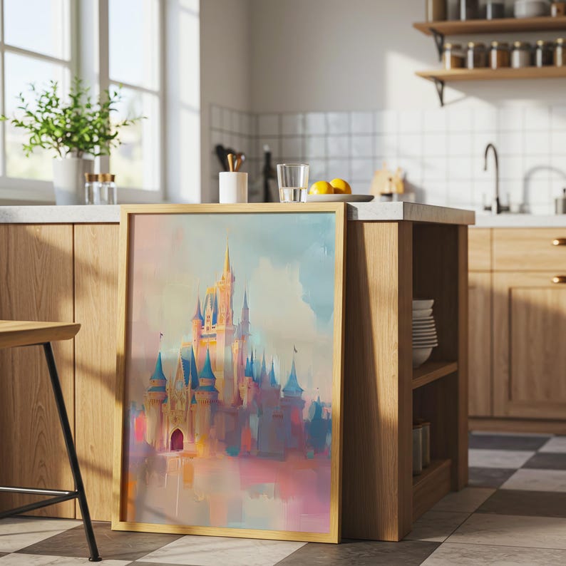 Pastel Castle Painting Poster, Fantasy Wall Art, Kid’s Room Poster, Playroom Wall Art, Magic Kingdom Poster, Nursery Wall Art image 4