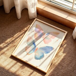 Two Pastel Butterflies Poster, Colorful Abstract Insect Wall Art Print, Animal Watercolor Decor, Tween Girl’s Room, Butterfly Art Print image 5
