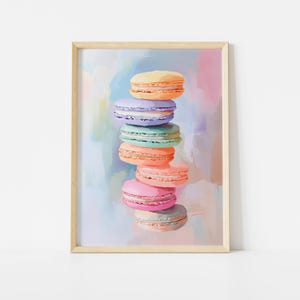 Pastel Macaron Poster, Colorful French Dessert Wall Art, Cute Sweet Treat Print, Kitchen Bakery Decor