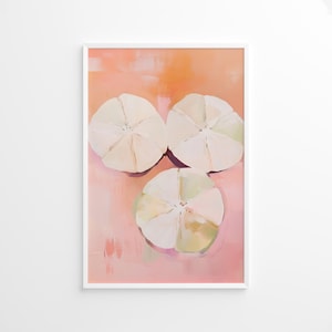 Rosa Sand Dollar Poster, Küsten Muschel Wandkunst, Pastell Strand Haus Dekor, Sommer Ozean Druck, Bunter Sand Dollar Poster Druck