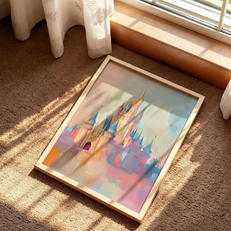 Pastel Castle Painting Poster, Fantasy Wall Art, Kid’s Room Poster, Playroom Wall Art, Magic Kingdom Poster, Nursery Wall Art image 5