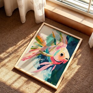 Angel Fish Poster, Coastal Wall Art, Rainbow Ocean Art, Sea Creature Print, Colorful Fish Poster, Coastal Decor Poster, Beach House Print image 5