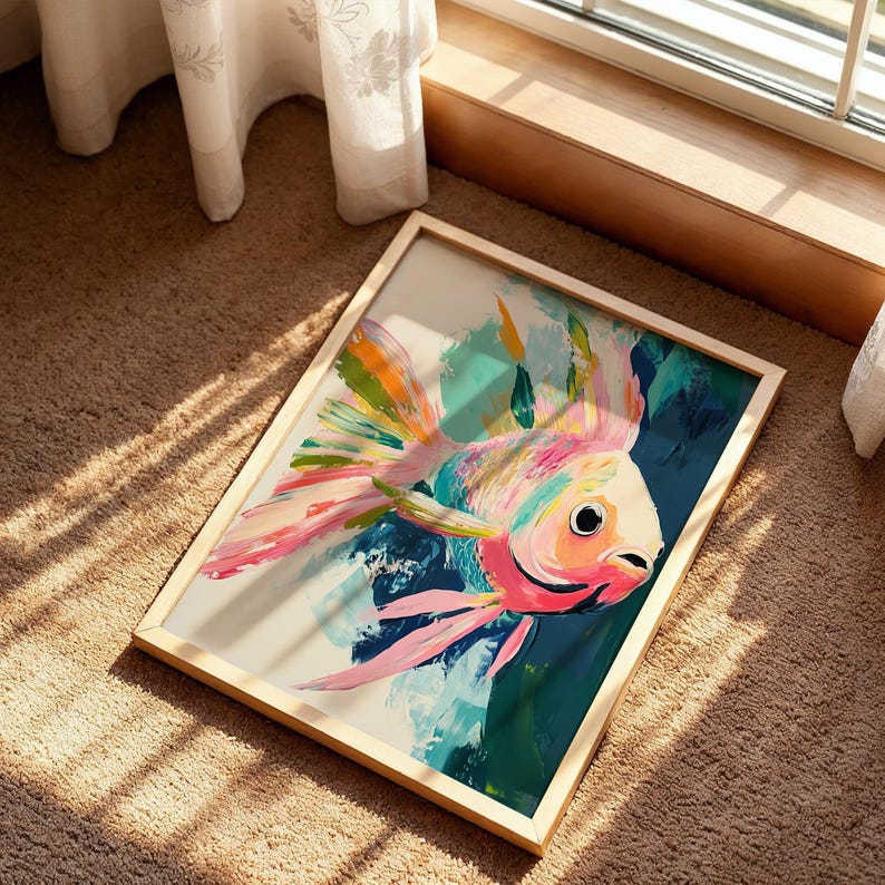 Angel Fish Poster, Coastal Wall Art, Rainbow Ocean Art, Sea Creature Print, Colorful Fish Poster, Coastal Decor Poster, Beach House Print image 5