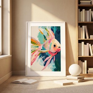 Angel Fish Poster, Coastal Wall Art, Rainbow Ocean Art, Sea Creature Print, Colorful Fish Poster, Coastal Decor Poster, Beach House Print image 3