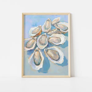 Pôster de Concha de Ostra Azul, Arte Abstrata para Casa de Praia, Decoração Colorida de Verão para Cozinha, Pôster para Sala de Jantar, Impressão para Cozinha, Impressão de Frutos do Mar