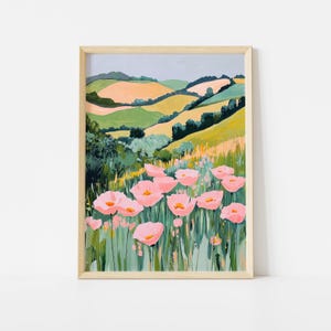 Poster Californië papaverveld, kleurrijke wilde bloemen landschap muurkunst, bloemen natuur decor, bloemenweide kunstprint, kleurrijke bloemsierkunst