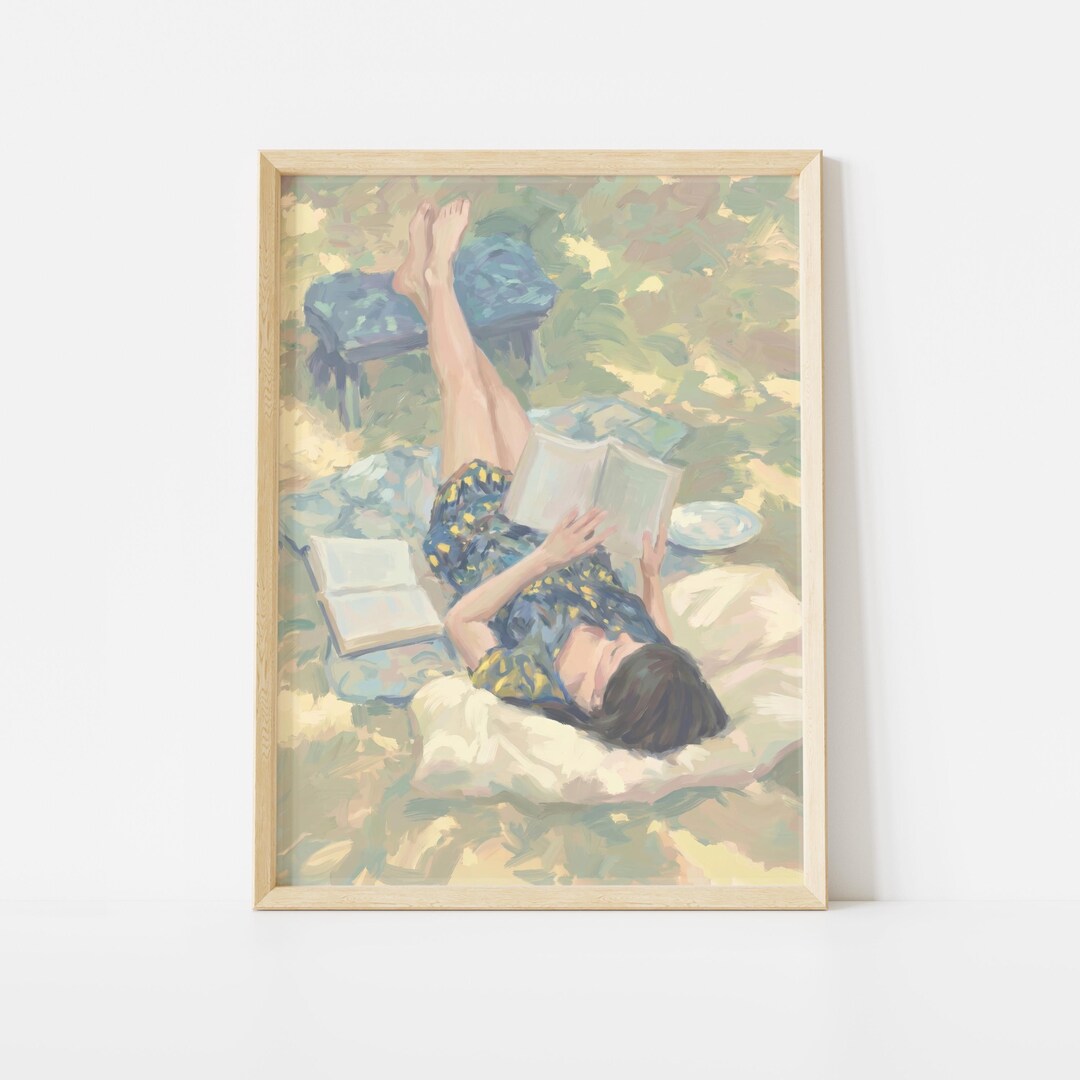 Whimsy Reading Whimsical Reading in the Garden Art Print, Impressionist Girl With Book ...