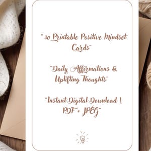 Positive Mindset Cards: Daily Affirmations, Self-Care (PDF & JPEG)