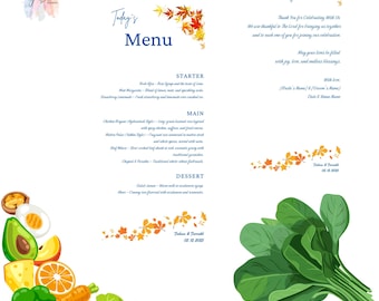 Elegant Wedding Menu Card Template | Digital Download | Canva Editable Modern Dinner Menu | Boho Custom Wedding Menu Sign