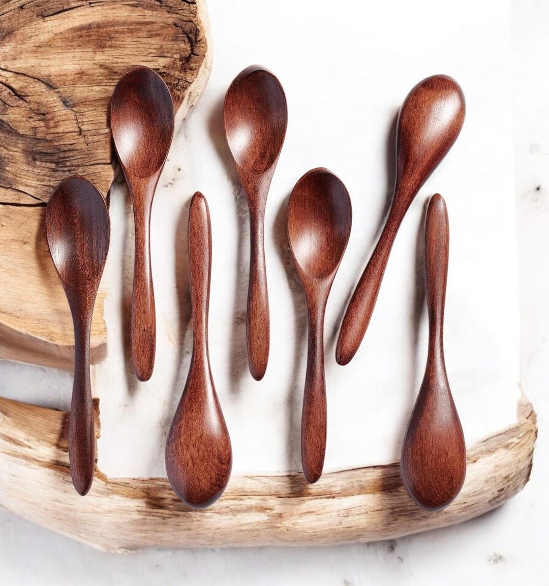 7 PCS Small Wooden Spoons, 5.75 Inch Acacia Wood Honey Spoons