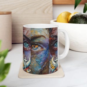 Artistic Ceramic Mug with Eye Design, Unique Mug, Coffee Cup, Gift for Art Lovers, Inspirational Home Decor, Modern Design Coffee Mug