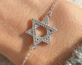 Davidstern-Armband aus Sterlingsilber mit Zirkonia