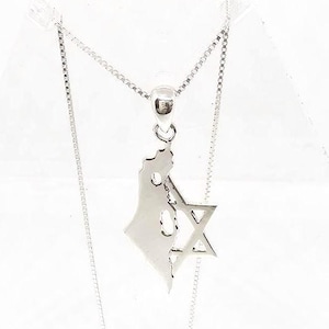 Map of Israel with Star of David pendant sterling silver 925
