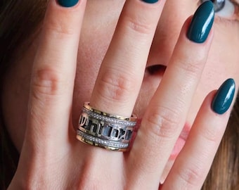 Anello "Anche questo passerà" in argento sterling e oro 9 carati