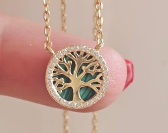 Tree of Life Necklace Sterling Silver Goldplated with Eilat Stone