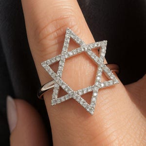 Star of David ring Sterling silver 925 with zircon stone
