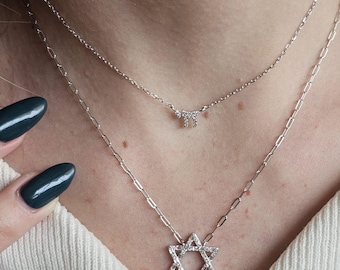 Chai necklace sterling silver 925 with zircon stone