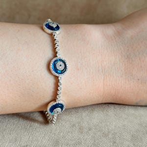Silber Tennis Armband, Evil Eye Armband, Evil Armband, Zirkon Armband, Tennis Armband, 925 Sterling Silber Armband, Schutzarmband