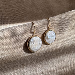 Natural Water Pearl Earrings, Round Cut Baroque Pearl Earrings, Dangle Pearl Earrings, Elegant Gold Plated Earrings, Long Pearl Earrings