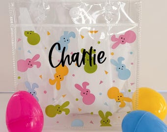 Bolsa personalizada para cesta de Pascua, bolsa de regalo personalizada, recuerdos para fiestas de Pascua, recuerdos para fiestas de Pascua, recuerdos para fiestas de búsqueda de huevos, bolsas de Pascua personalizadas