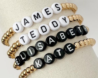 Personalized Name Bracelet, Gold Beaded Jewelry, Valentine's Gift
