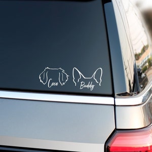 Dog Ear Car Decal, Custom Dog Sticker, Dog Vinyl Decal, Dog Mom Car Decal, Dog Name Decal, Dog Mom Sticker, Pet Ears Car Decal, Dog Gift