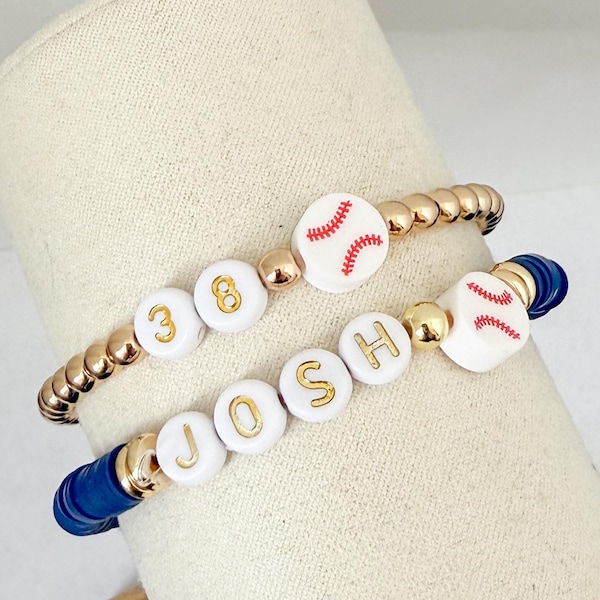 Baseball Mom Bracelet, Personalized Baseball Bracelet Set, Baseball Gift for Women, Team Colors Bracelet,  Custom Sports Bracelet, Baseball