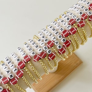 Super Bowl Bracelet, Football Beaded Bracelet, Game Day Bracelet, Jersey Number Bracelet, Sports Bracelet, Name Bracelet, Team Bracelets
