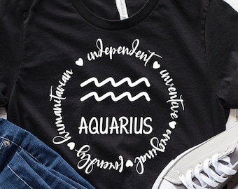 Aquarius T-Shirt, Zodiac Shirt, Astrology Shirt, Gift for Aquarius, Aquarius Birthday Present, Zodiac Signs, Horoscopes T Shirt Tee