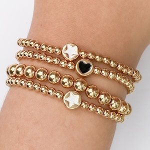 Braccialetti impilabili, braccialetti a cuore, braccialetti con perline, braccialetti elastici, perline con lettere, braccialetti con perline dorate, braccialetti con nome