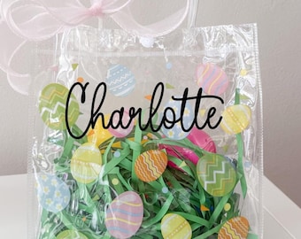 Bolsa de canasta de Pascua, bolsa de regalo de Pascua personalizada, bolsa de huevos de Pascua personalizada para la búsqueda de huevos, golosinas y dulces o recuerdos de la búsqueda de huevos de Pascua, Pascua