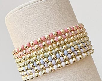 14k Gold Filled Beaded Bracelet | Gold Filled Bracelet | Non Tarnish | Gold Bracelet | Stack Bracelet | Custom Bracelet | Stack Bracelets