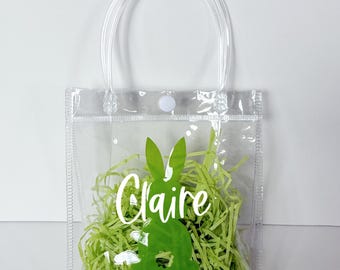 Bolsa de canasta de Pascua personalizada, bolsa de regalo personalizada, obsequios de fiesta de Pascua, obsequios de fiesta de Pascua, obsequios de fiesta de búsqueda de huevos, bolsas de Pascua personalizadas