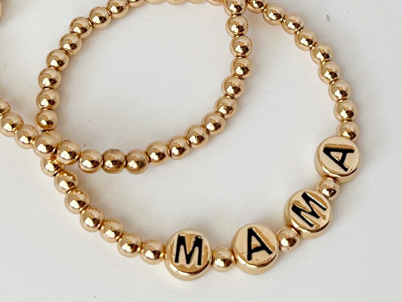 Name Bracelets. Personalized Letter Bead Bracelets, Gold Beaded Bracelets, Gold Letter Bracelets, Women's Bracelets, Stacked Bracelets image 9